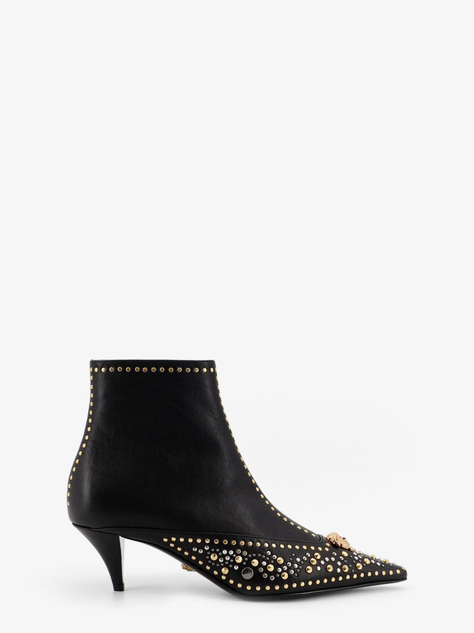 Versace Leather Ankle Boots Black-Versace Gold+Palladium