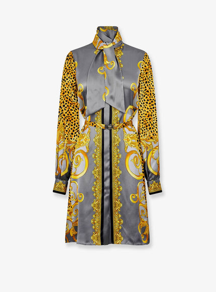 Versace Silk Chemisier/Dress Light Grey+Elephant Grey