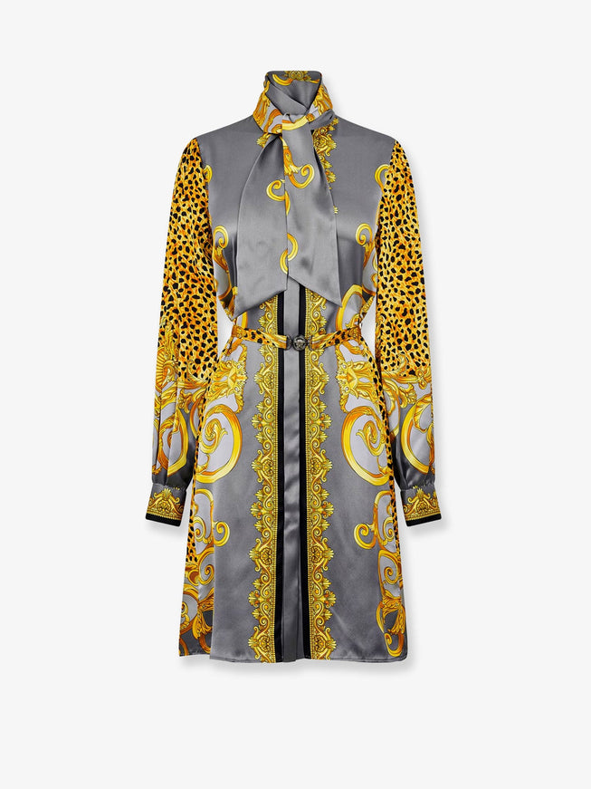 Versace Silk Chemisier/Dress Light Grey+Elephant Grey