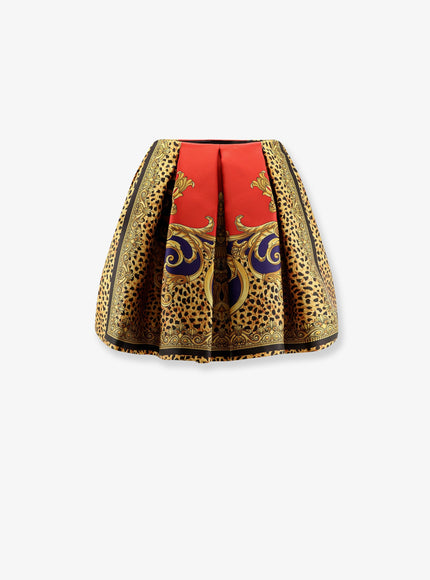 Versace Cheetah Barocco Silk Duchesse Skirt
