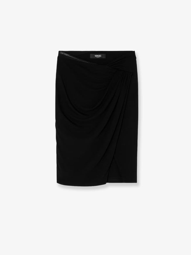 Versace Stretch Viscose Midi Skirt Black