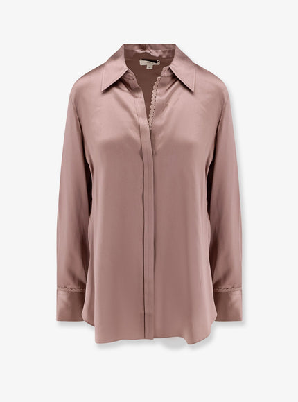 Vince. Silk Shirt With Lace Trim Beige
