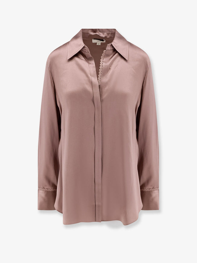 Vince. Silk Shirt With Lace Trim Beige