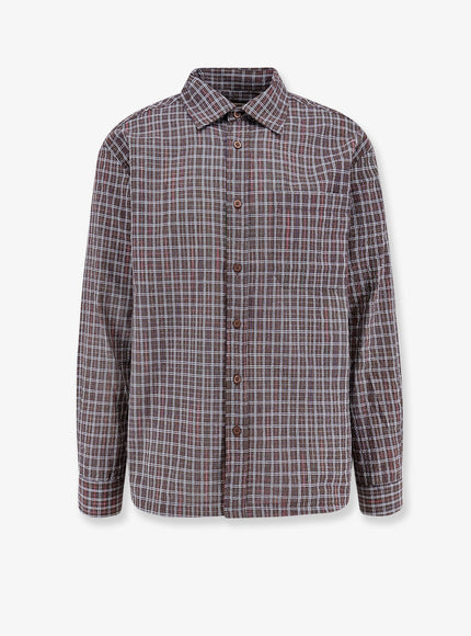 Woodbird Wbbuzo Chuck Cotton Blend Shirt With Check Print Brown Check