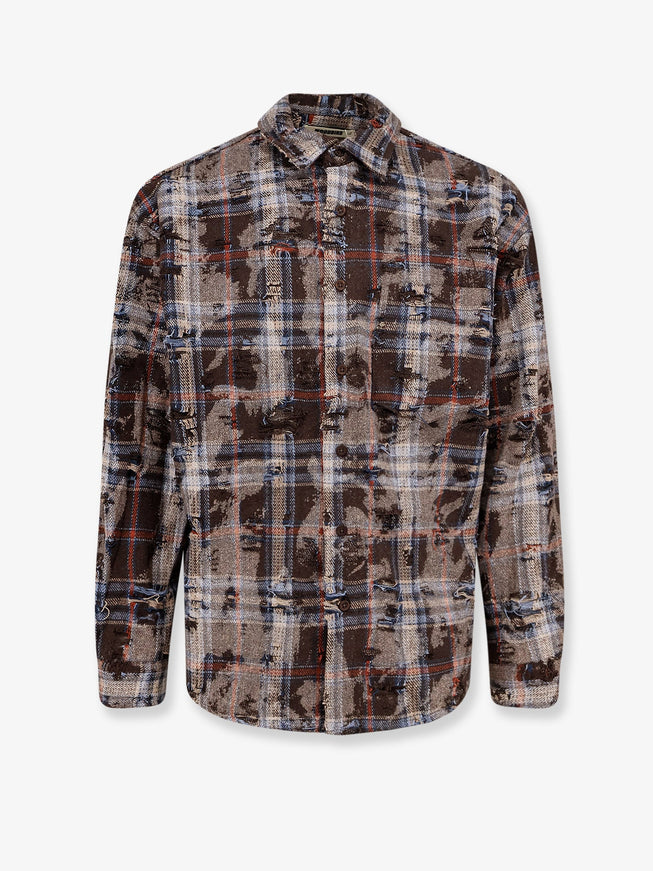 Woodbird Wbjong Ripped Shirt With Destroyed Effect Marrone
