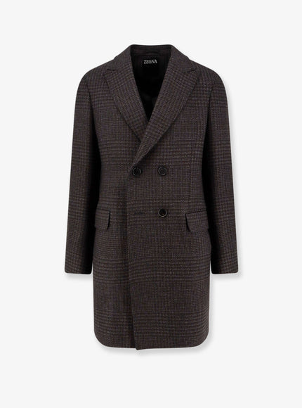 Zegna Wool Coat Marrone