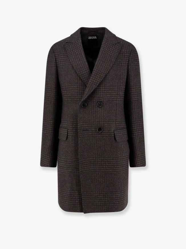 Zegna Wool Coat Marrone