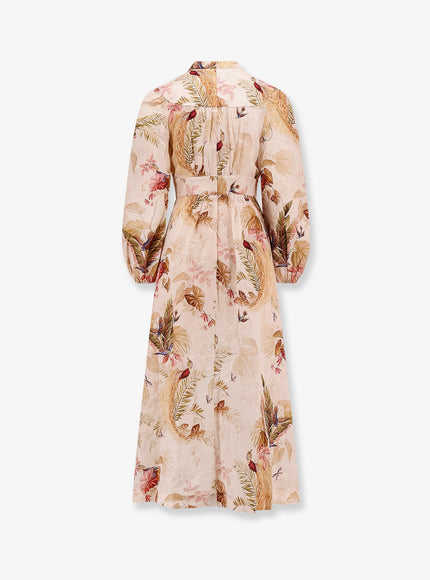 Zimmermann Ascension Plunge Linen Midi Dress