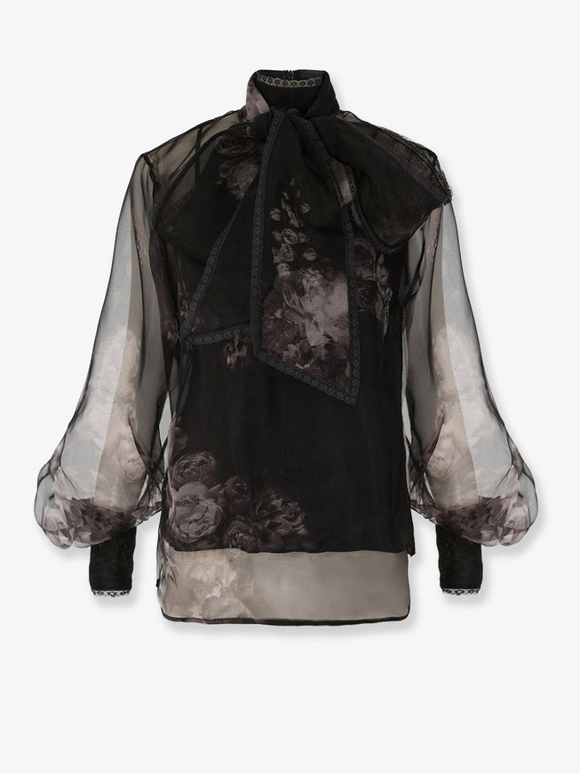 Zimmermann Hypnotic Pussybow Blouse Silk Shirt Ghost Floral