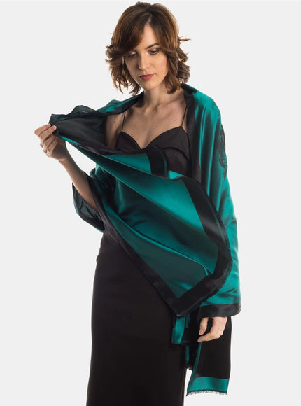 Elizabetta Fortuna Silk Shawl in Emerald Green