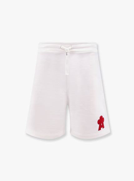 A Paper Kid Cotton Jogging Bermuda Shorts With Logo Detail Bianco