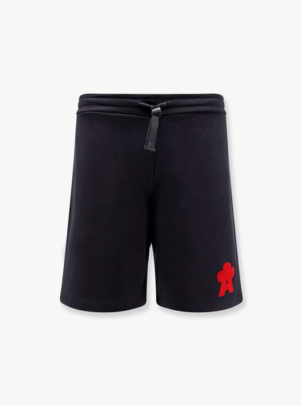 A Paper Kid Cotton Jogging Bermuda Shorts With Logo Detail Nero