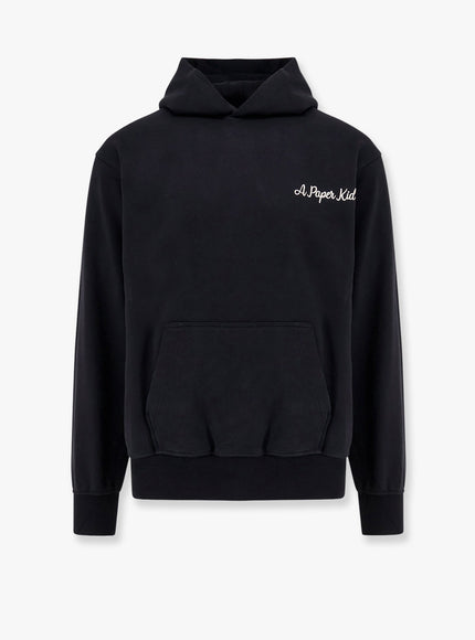 A Paper Kid Cotton Sweatshirt With Logo Embroidery On The Front Nero