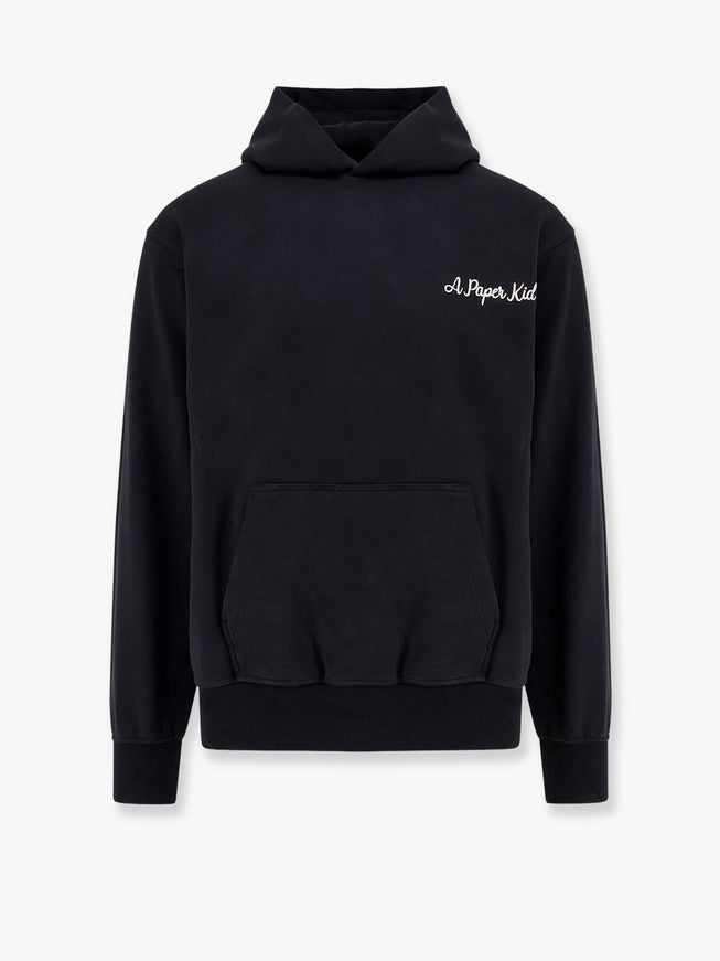 A Paper Kid Cotton Sweatshirt With Logo Embroidery On The Front Nero