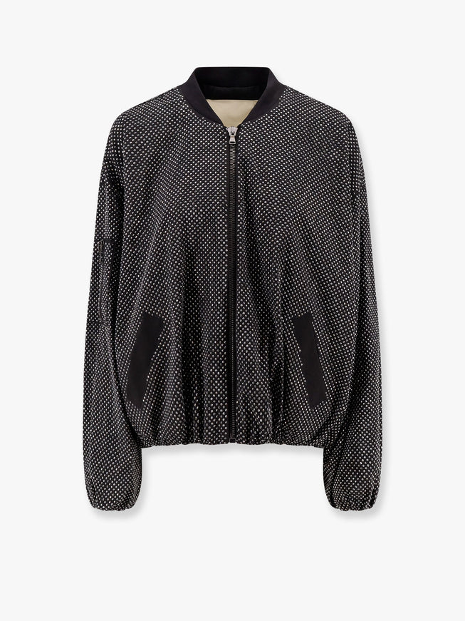 A Paper Kid Modal Jacket With All-Over Rhinestones Nero