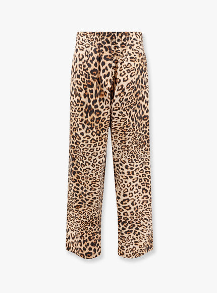 A Paper Kid Cotton Trouser With Animalier Print Marrone
