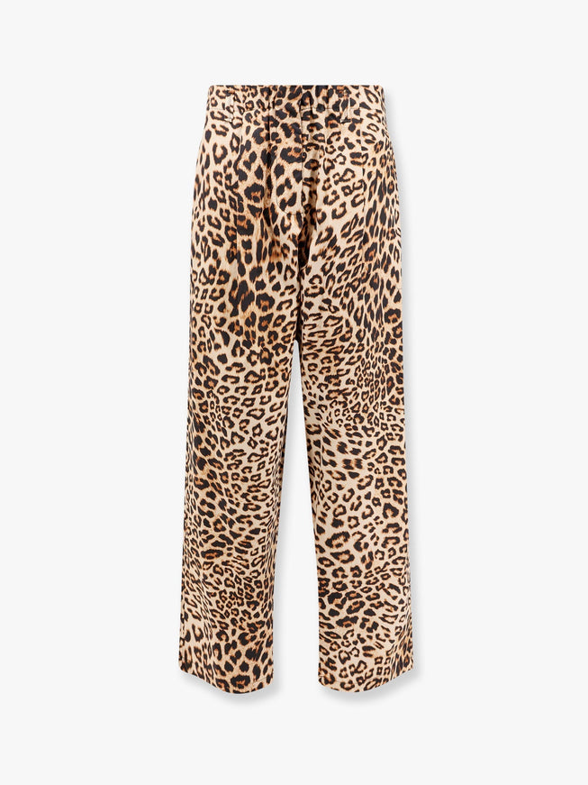 A Paper Kid Cotton Trouser With Animalier Print Marrone