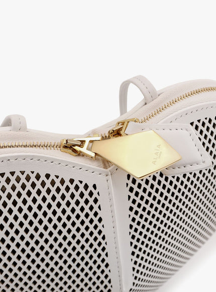 Alaia Le Coeur Shoulder Bag In Leather With Fishnet Motif