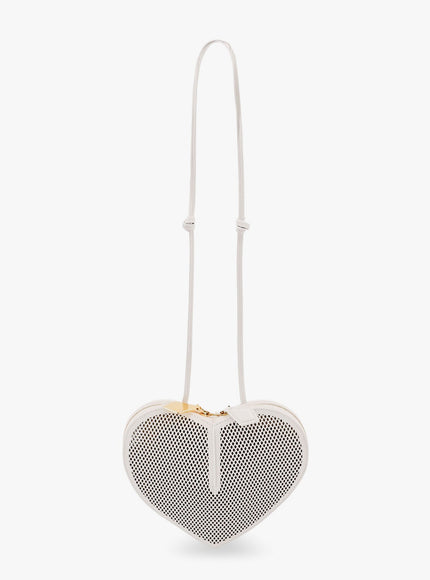 Alaia Le Coeur Shoulder Bag In Leather With Fishnet Motif Uni Bianco
