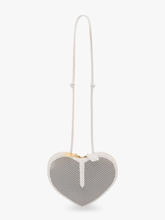 Alaia Le Coeur Shoulder Bag In Leather With Fishnet Motif Uni Bianco