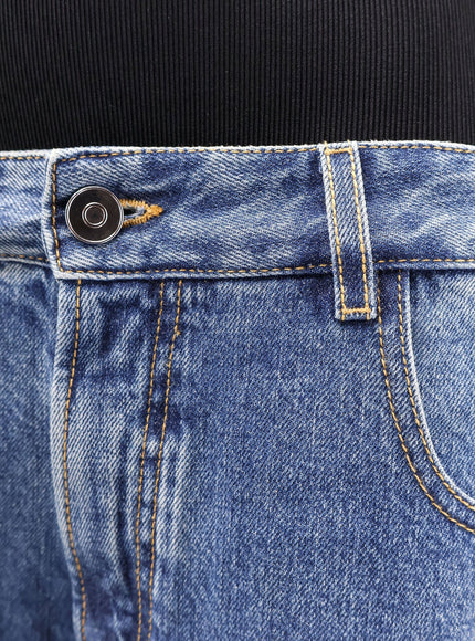 Alaia Denim Bermuda Shorts With Ribbed Band