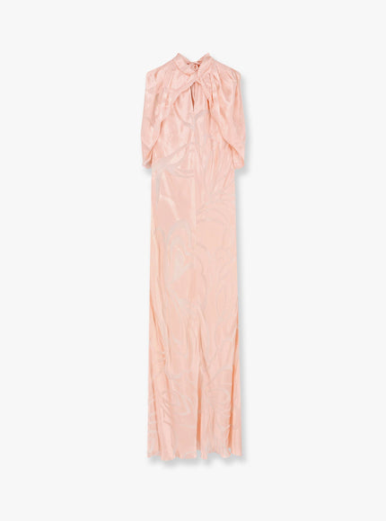 Alberta Ferretti Viscose And Silk Long Dress Rosa