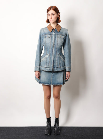 Alexander Mcqueen Denim Jacket With Volant