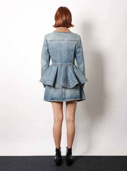 Alexander Mcqueen Denim Jacket With Volant