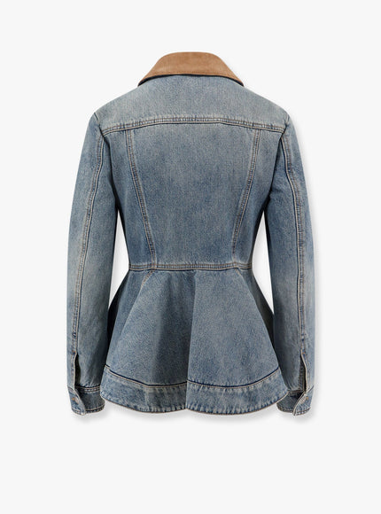 Alexander Mcqueen Denim Jacket With Volant