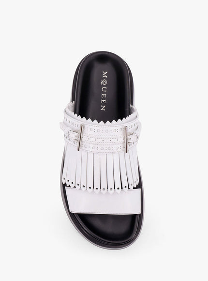 Alexander Mcqueen Leather Sandals With Leather Fringe