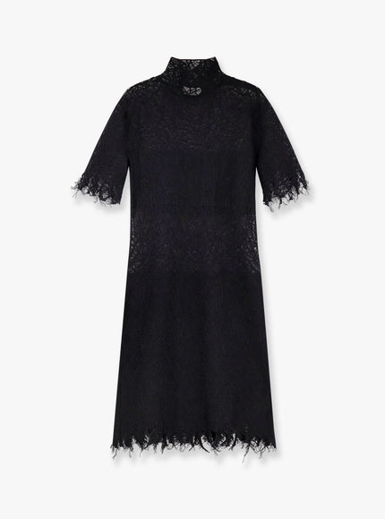 Alexander Mcqueen Lace Dress With Cotton Inserts And Organic Silk S Nero