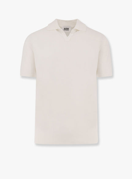 Alpha-Studio Cotton Crepe Polo Shirt Bianco
