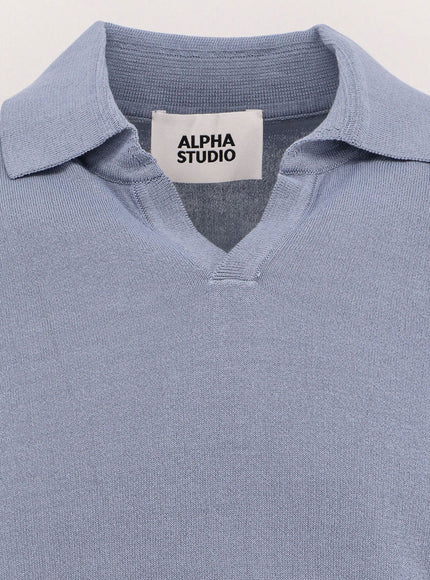 Alpha-Studio Cotton Crepe Polo Shirt