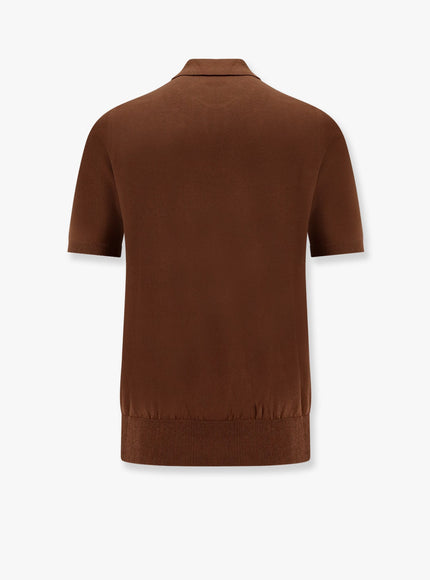 Alpha-Studio Cotton Crepe Polo Shirt