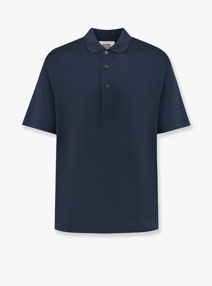 Alpha-Studio Cotton Jersey Polo Shirt Blu