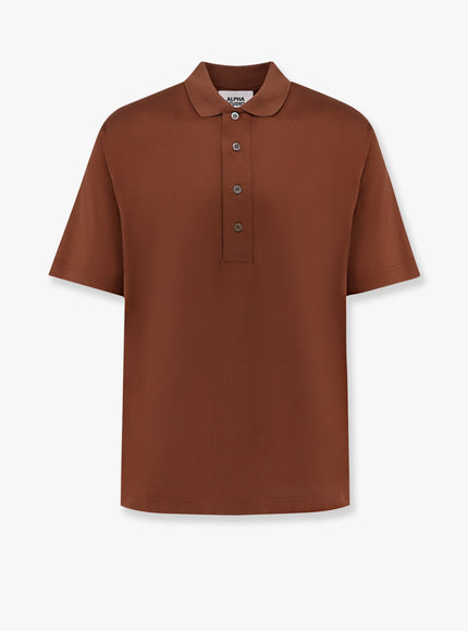 Alpha-Studio Cotton Jersey Polo Shirt Marrone