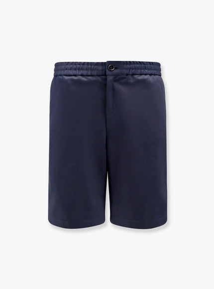 Ami Paris Cotton Bermuda Shorts With Elastic Detail Blu
