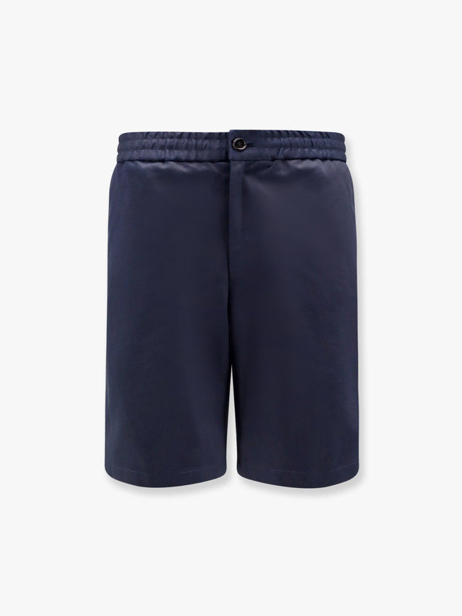 Ami Paris Cotton Bermuda Shorts With Elastic Detail Blu