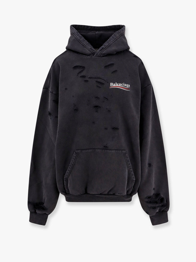 Balenciaga Destroyed Finish Cotton Sweatshirt Nero