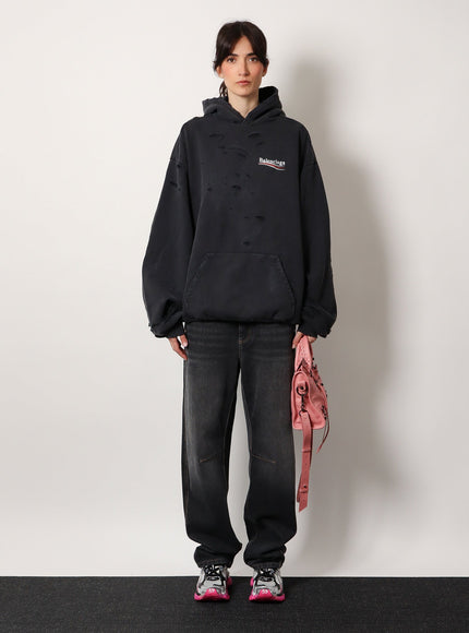 Balenciaga Destroyed Finish Cotton Sweatshirt