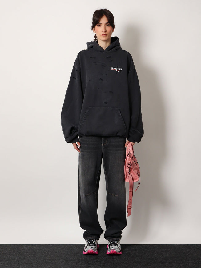 Balenciaga Destroyed Finish Cotton Sweatshirt