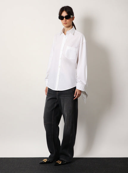 Balenciaga Oversize Cotton Shirt With Knotted Details