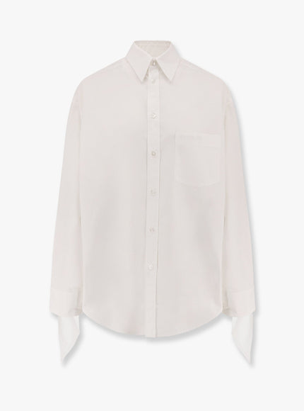 Balenciaga Oversize Cotton Shirt With Knotted Details Bianco