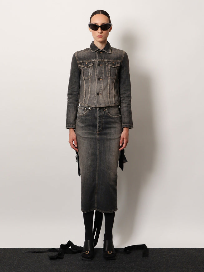 Balenciaga Denim Skirt With Laces Interwining