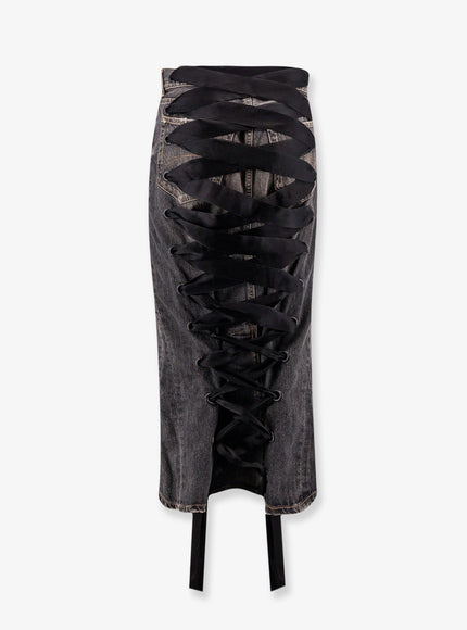 Balenciaga Denim Skirt With Laces Interwining