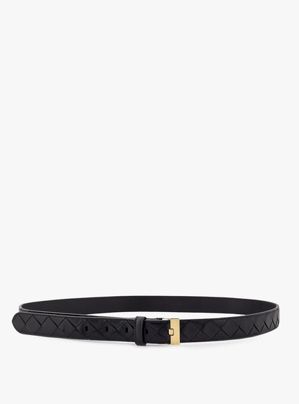 Bottega Veneta Leather Belt With Intrecciato Motif Nero