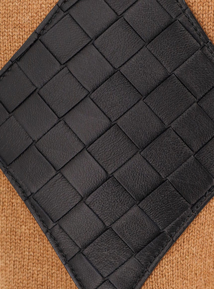 Bottega Veneta Cashmere Cardigan With Intrecciato Iconic Motif Leather Details
