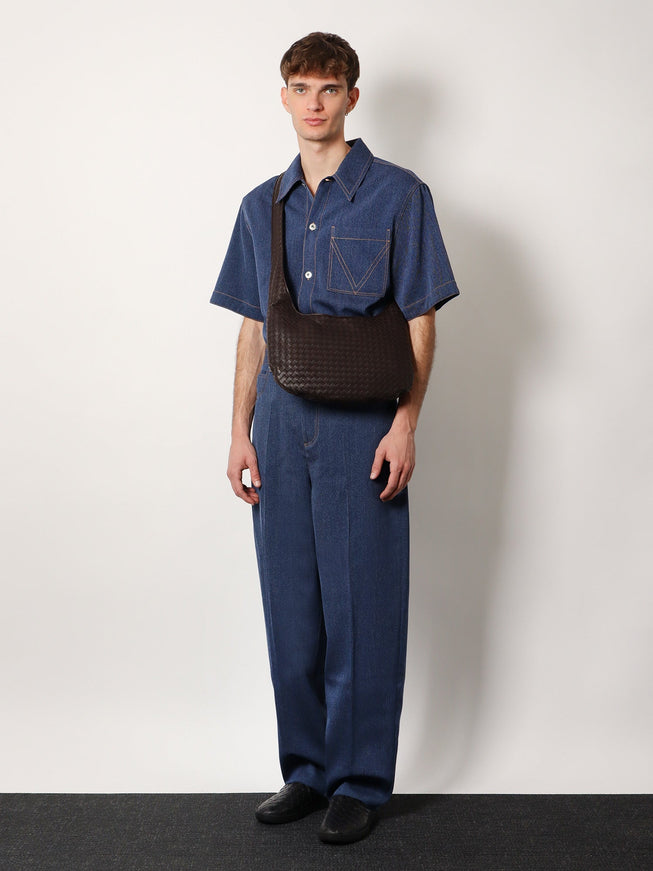 Bottega Veneta Veneto Leather Crosss-Body Bag With Intrecciato Motif