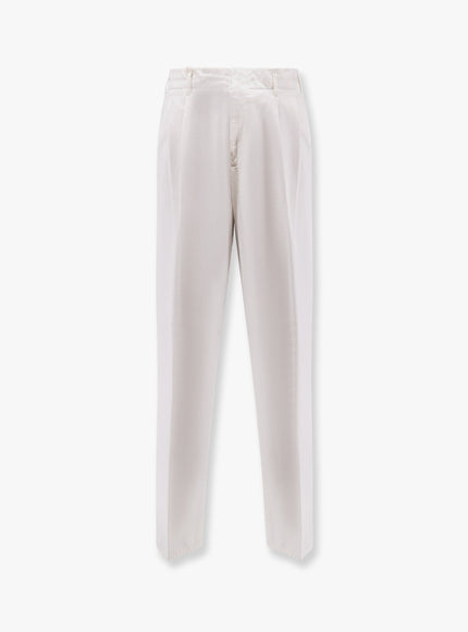 Brunello Cucinelli Tailor Fit Cotton Trousers Bianco