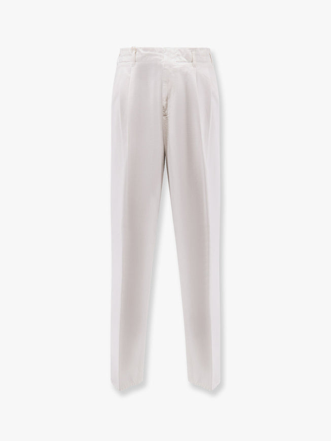 Brunello Cucinelli Tailor Fit Cotton Trousers Bianco
